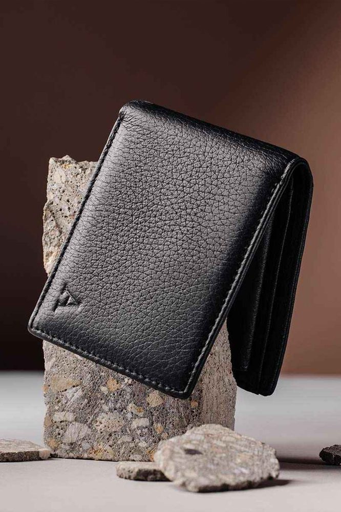 GELDBÖRSE AUS ELCHLEDER MIT MÜNZTASCHE, Black, Produktbild, schwarz