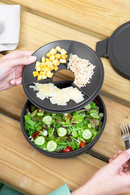 SALATSCHÜSSEL ZUM HERSTELLEN UND MITNEHMEN, Dark Grey, Produktbild