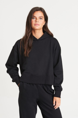 KURZER HOODIE FÜR DAMEN, black, L, Produktbild, Tiefschwarz