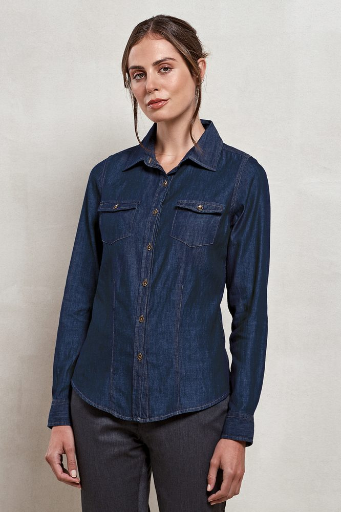 DAMEN-JEANS-STITCH-DENIM-HEMD, DIND, 3XL, Produktbild, blau