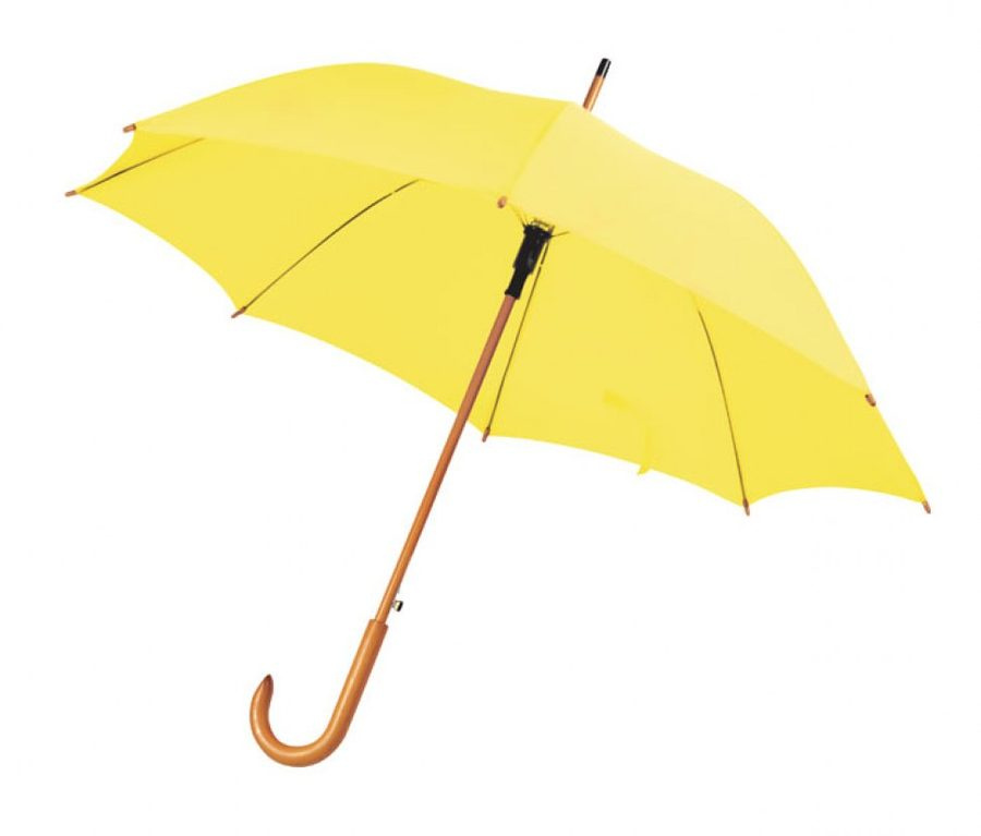 Regenschirm mit gelbem Holzgriff (Durchmesser 105 cm), Produktbild (1)