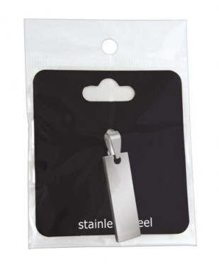 Rechteckiger Anhänger aus Stahl, 10 × 32 mm, Produktbild (2)