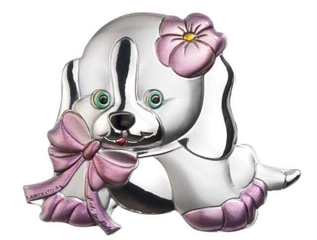 Emblem rosa Hund groß - mm 63 × 52, Produktbild