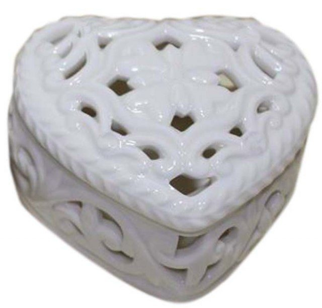 Herzförmige Schmuckdose aus Porzellan - 77 × 70 cm, Höhe 43 cm, Produktbild