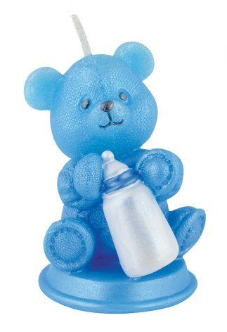 Kerze „Teddy“, himmelblau, 75 mm hoch, Produktbild (1)