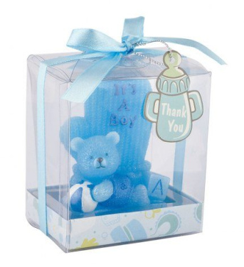 Kerze „Teddy“, himmelblau, 80 mm, Produktbild (2)