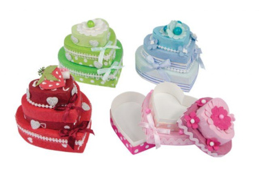 Gastgeschenk-Herz/Kuchenkarton mehrfarbig, Produktbild (2)