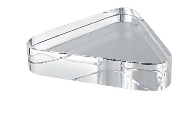dreieckiger, weißer Schreibtischbriefbeschwerer, 80 × 70 mm, Höhe 19 mm, Produktbild