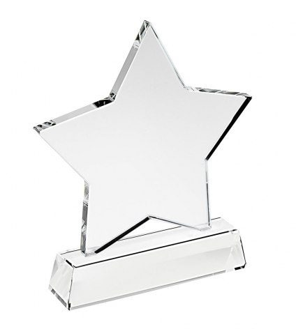 Auszeichnungstrophäe Stern aus Glas mm140 Sockel h 30, Produktbild (1)