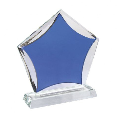 Glaspreistrophäe blauer Stern, Produktbild (1)