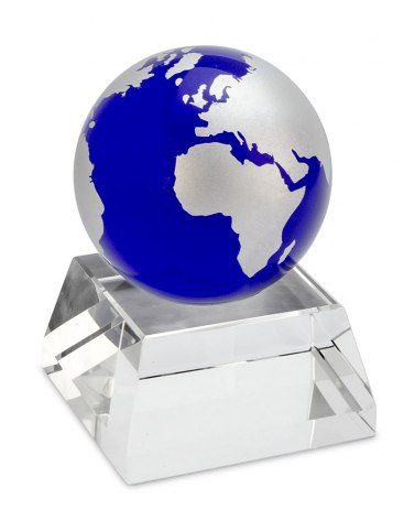 Globus aus blauem Glas – Durchmesser 80 mm / Höhe 115 mm, Produktbild (1)