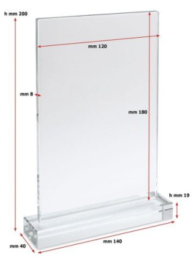 Rechteckige Glasplatte mit Sockel 180 × 120 × 8, Produktbild (2)