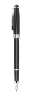 Schwarzer Kugelschreiber – verchromt, Durchmesser 12 mm, Produktbild (2)