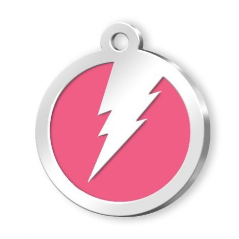 rundes Namensschild für Haustiere, rosa Blitz, Produktbild (1)