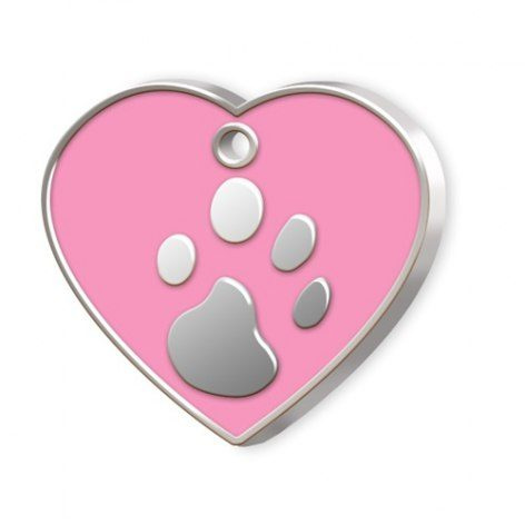 Namensschild für Haustiere, großes rosa Herz mit Pfote, Produktbild (1)