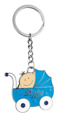 Schlüsselanhänger Kinderwagen, hellblau, ohne Box, Produktbild