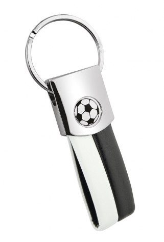 Schlüsselanhänger Fußball PU weiß/schwarz ohne Box, Produktbild (1)
