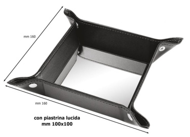 Schwarze PU-Serveschale 10 × 10 cm mit Teller, Produktbild (2)