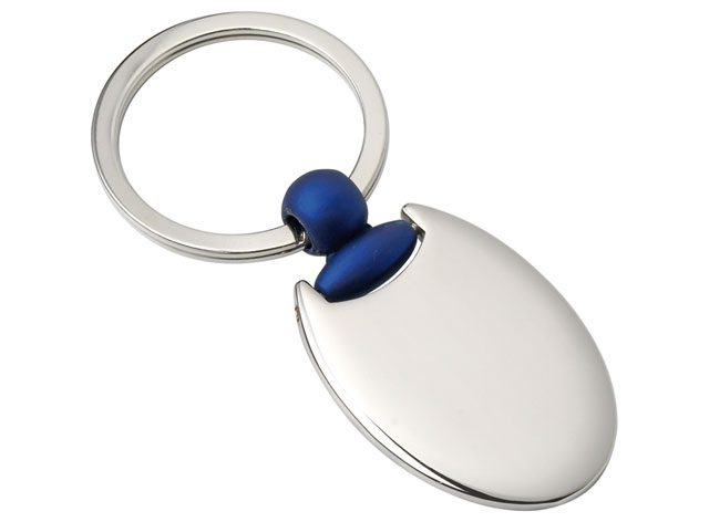 Ovaler Schlüsselanhänger mit blauem Haken, Produktbild