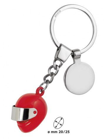 Schlüsselanhänger Helm klein rot /Münze, Produktbild (1)