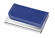 Visitenkartenhalter aus Metall - PU blau