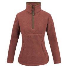Damen-Pullover aus Sherpa-Fleece mit halbem Reißverschluss, Farbe: Kupfer