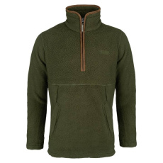 Halb-Reißverschluss-Sherpa-Fleece-Pullover, Olivgrün