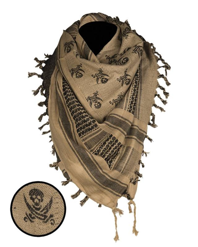 Halstuch ′shemagh′ 110 × 110CM Skull, Coyote / schwarz – Mil-Tec (1)