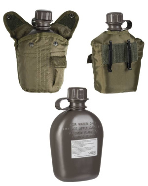 US Feldflasche Kunststoff imprägniert 1LTR Mit Hü.olivgrün – Mil-Tec (2)