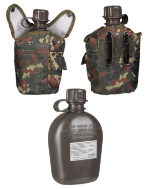US Feldflasche Kunststoff imprägniert 1LTR Mit Hü.flecktarn – Mil-Tec (2)