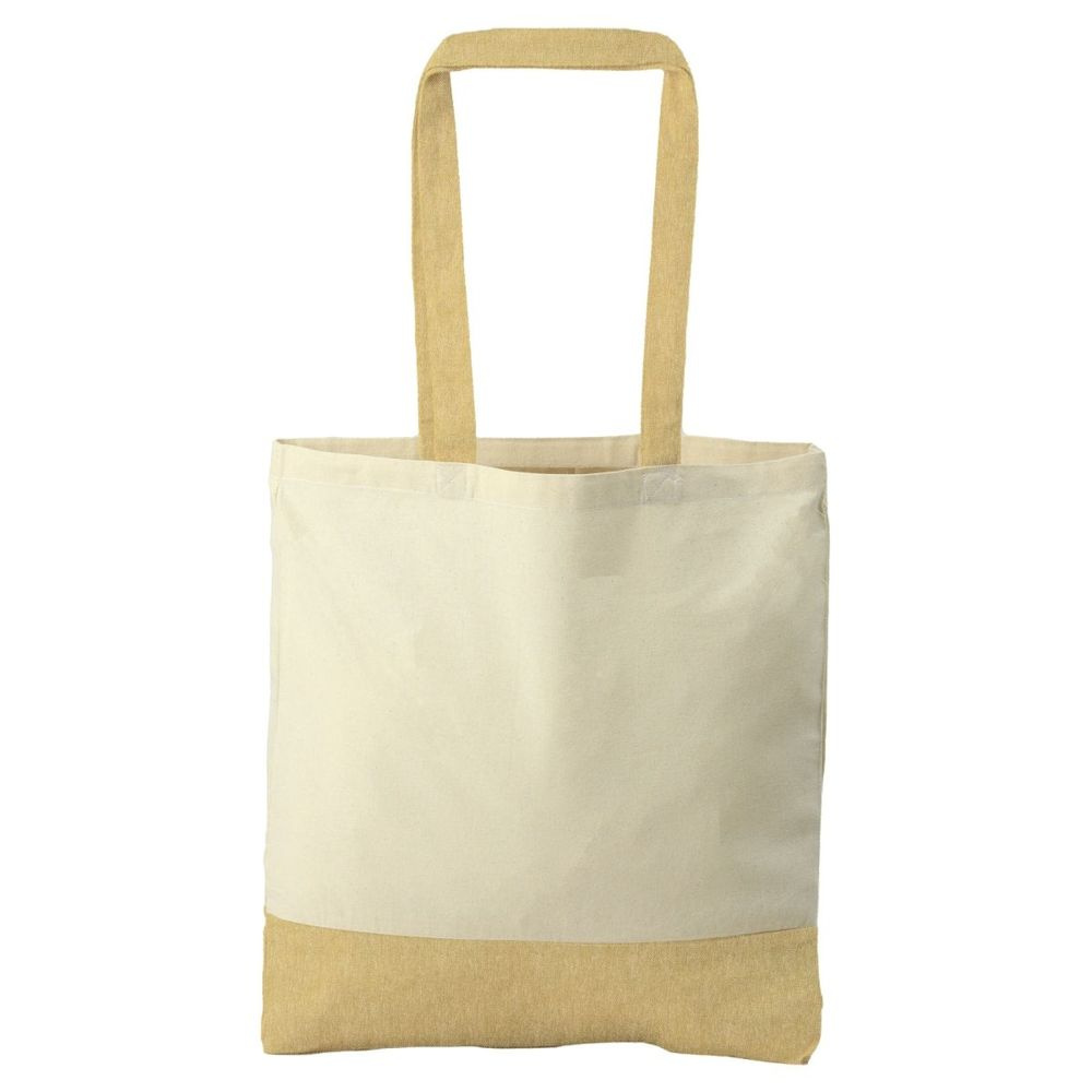 Cotton Fare Bicolor Zweifarbige Tragetasche aus recycelter Baumwolle, 140 g/m² – Natur / Gelb