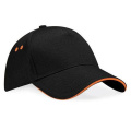Beechfield B15C Baseballcap, Schwarz / Orange