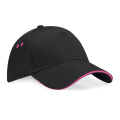 Beechfield B15C Baseballcap, Schwarz / Fuchsia