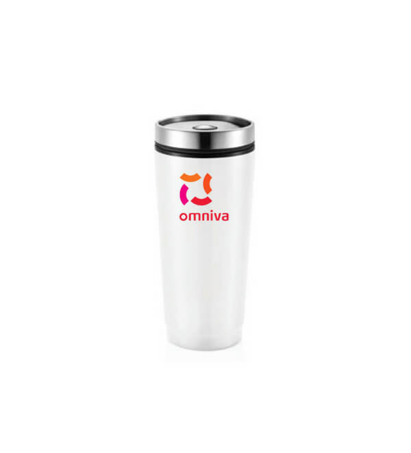 Thermal mug with Omniva logo personalised travel mug