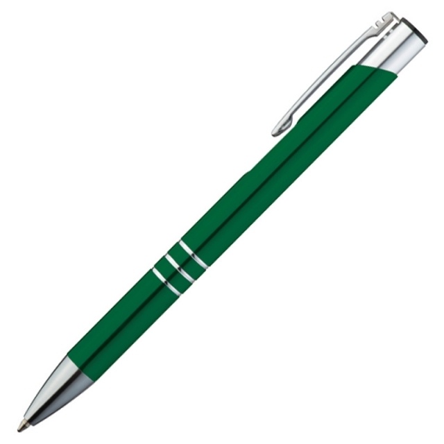 Logo trade promotional giveaway photo of: Metal ball pen 'Ascot'  color green