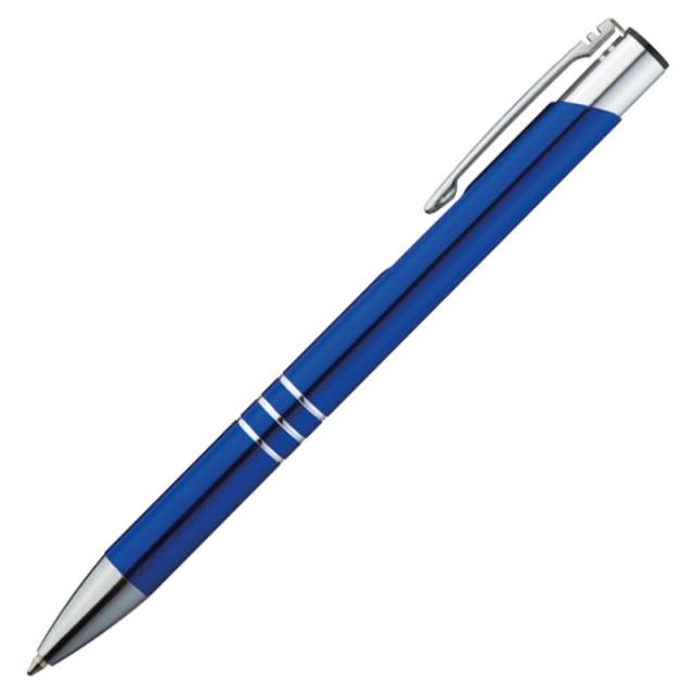 Logo trade advertising product photo of: Metal ball pen 'Ascot'  color blue