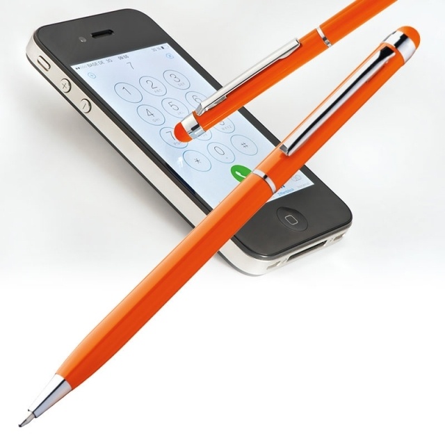 Logo trade promotional items picture of: Ball pen with touch pen 'New Orleans'  color orange