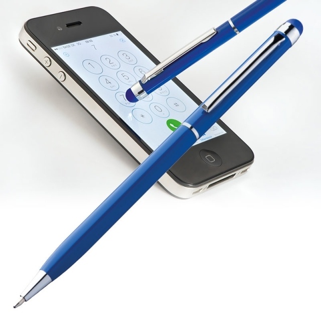 Logo trade corporate gifts picture of: Ball pen with touch pen 'New Orleans'  color blue
