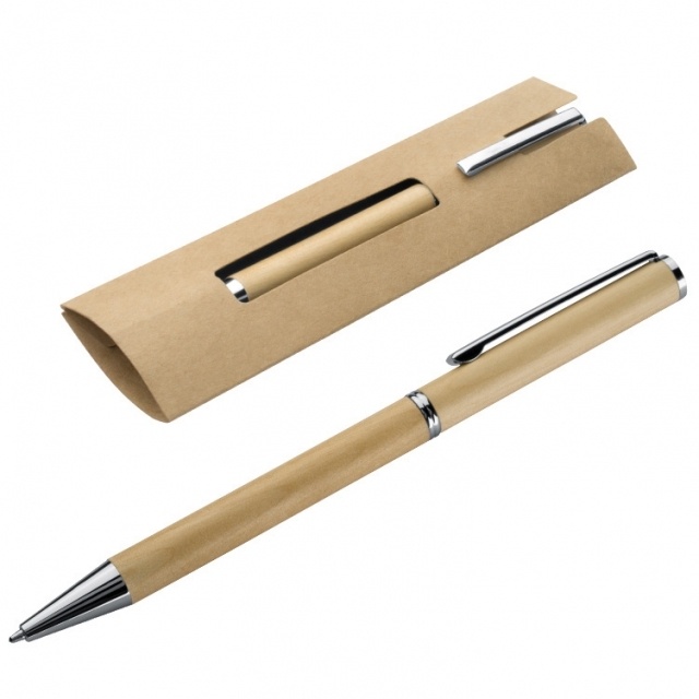 Logo trade promotional items picture of: Wooden ball pen 'Heywood', lightbrown