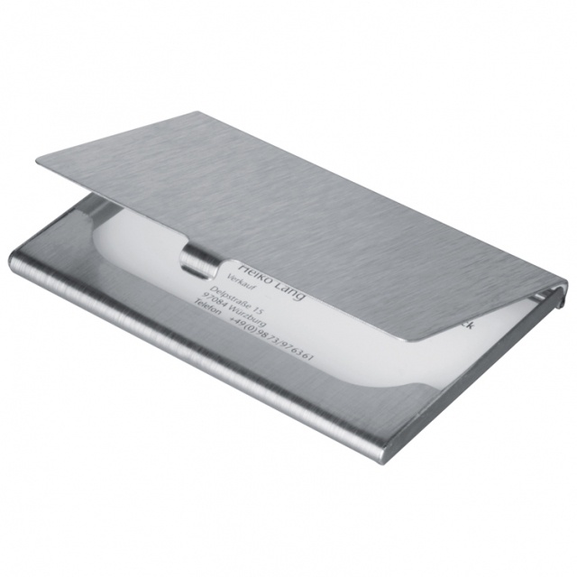 Logotrade corporate gift picture of: Metal business card holder 'Wales'  color grey
