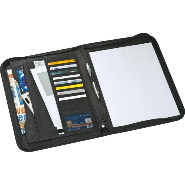 Logo trade corporate gifts image of: Conference folder A4 'Panama'  color black