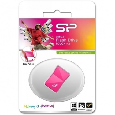 Logotrade promotional merchandise picture of: Women USB stick pink Silicon Power Touch T08 16GB