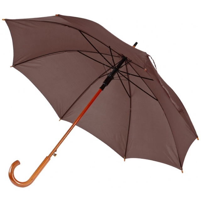 Logo trade business gifts image of: Wooden automatic umbrella NANCY  color brown