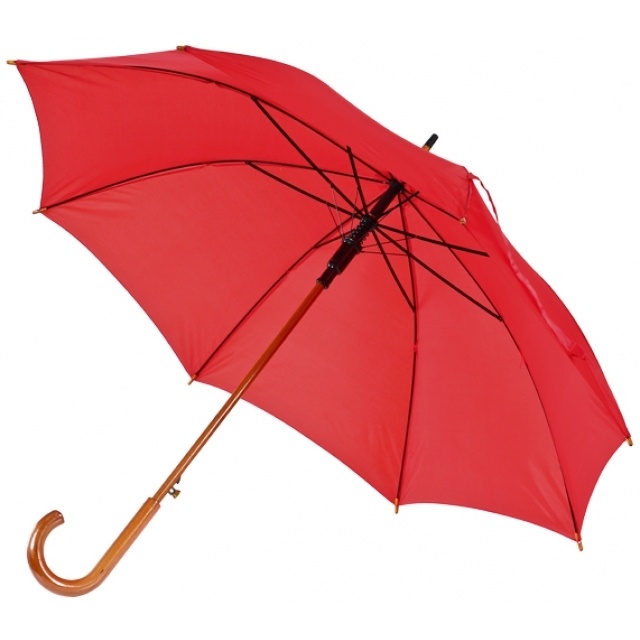 Logo trade advertising product photo of: Wooden automatic umbrella Nancy, red