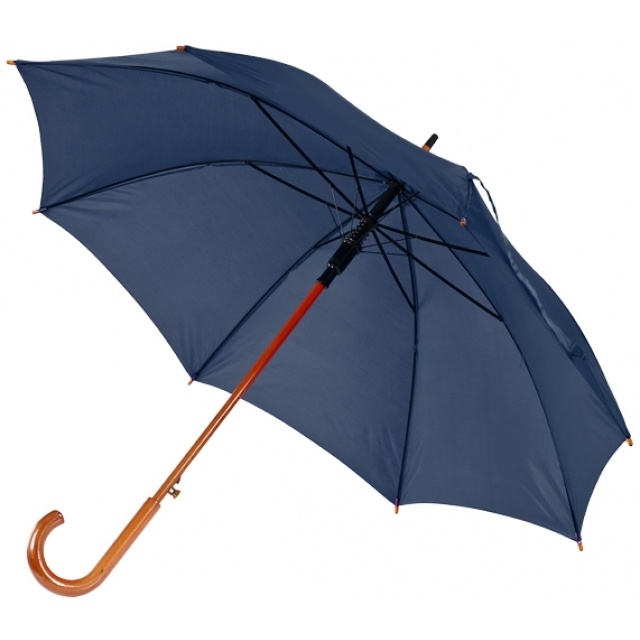 Logo trade corporate gift photo of: Wooden automatic umbrella NANCY  color navy
