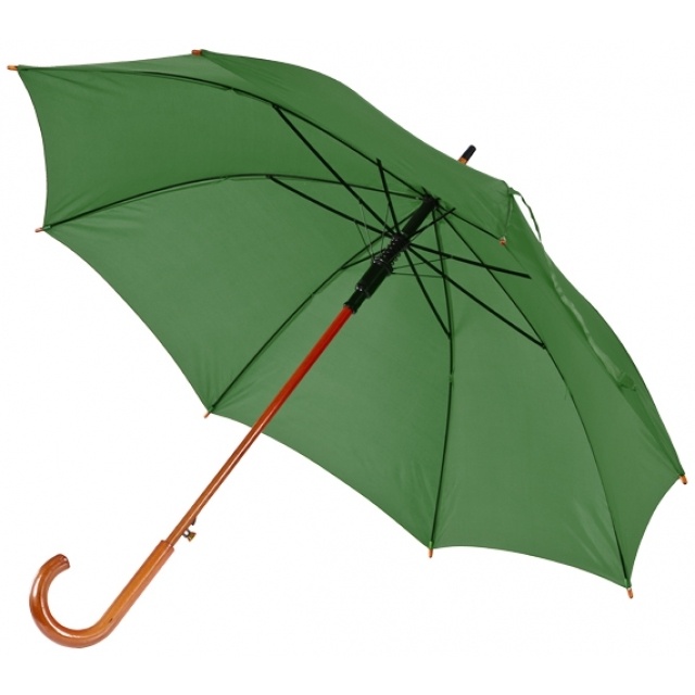 Logo trade promotional gift photo of: Wooden automatic umbrella NANCY  color dark green
