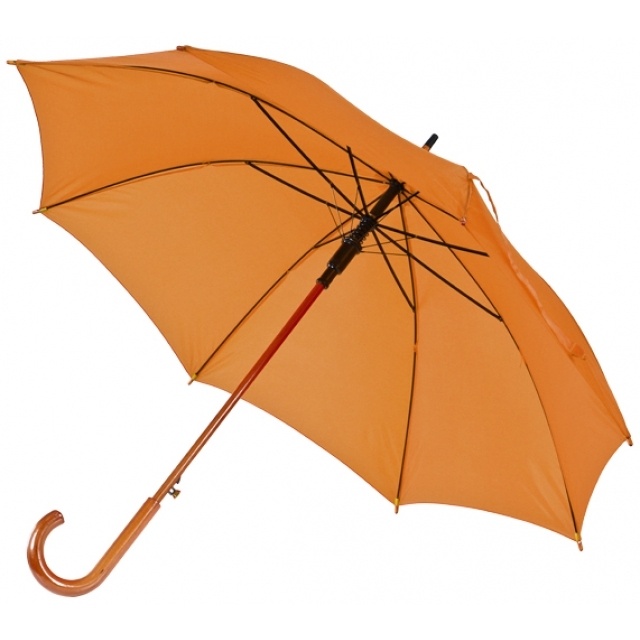 Logo trade corporate gifts picture of: Wooden automatic umbrella NANCY, color dark orange