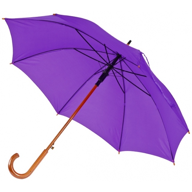 Logo trade promotional gift photo of: Wooden automatic umbrella NANCY  color purple