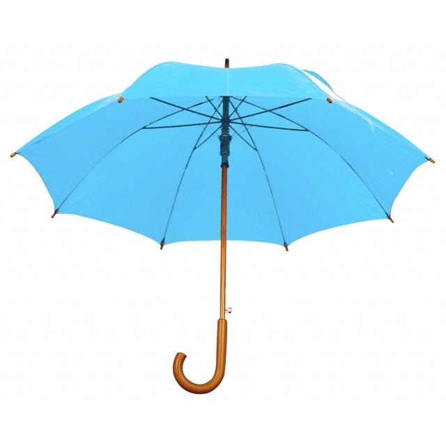 Logo trade promotional product photo of: Wooden automatic umbrella NANCY  color light blue