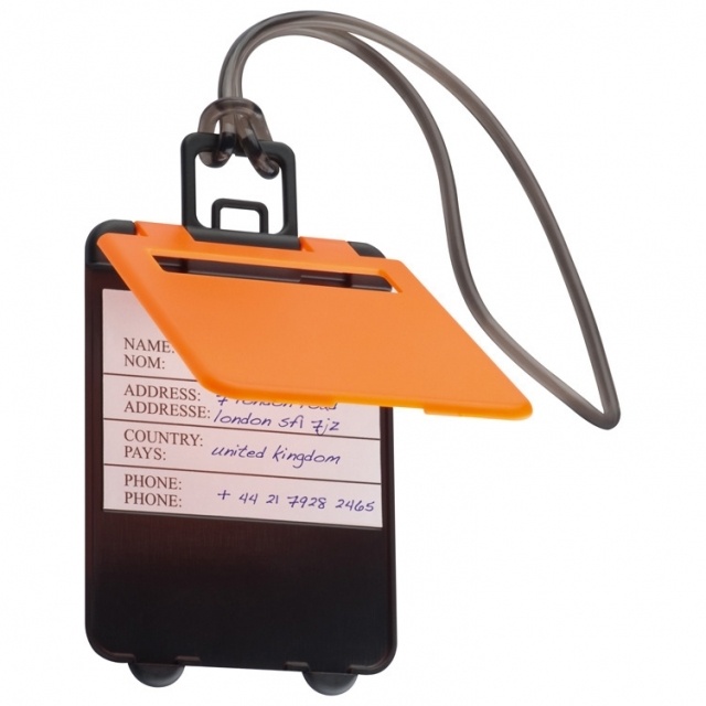 Logo trade corporate gifts image of: Luggage tag 'Kemer'  color orange